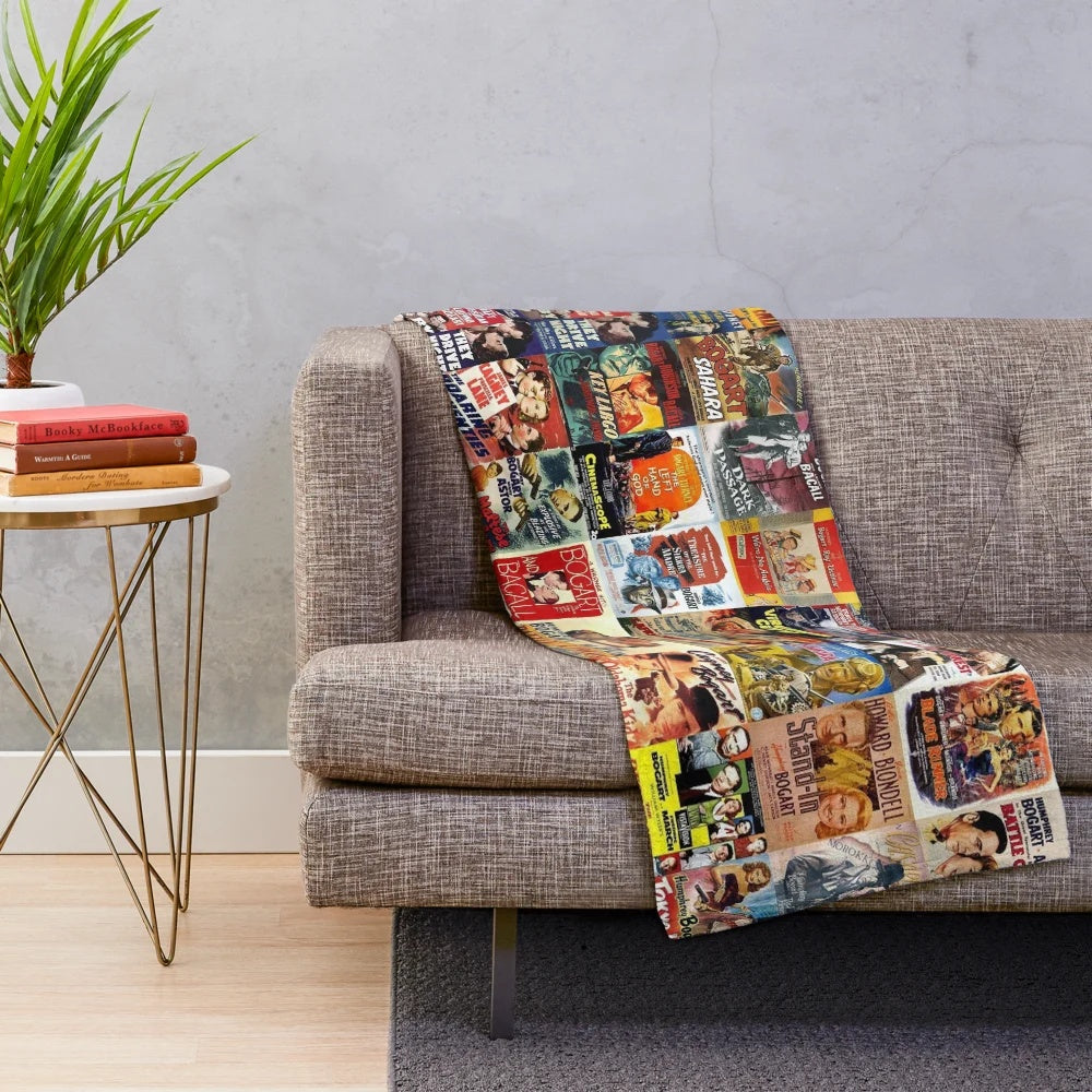 Humphrey Bogart movie poster inspired plush blanket
