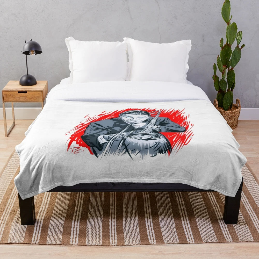 Vintage illustration of jazz musician Jack Teagarden on a plush blanket