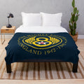 Vintage-inspired 8th Air Force plush blanket with B-17 aircraft and logo
