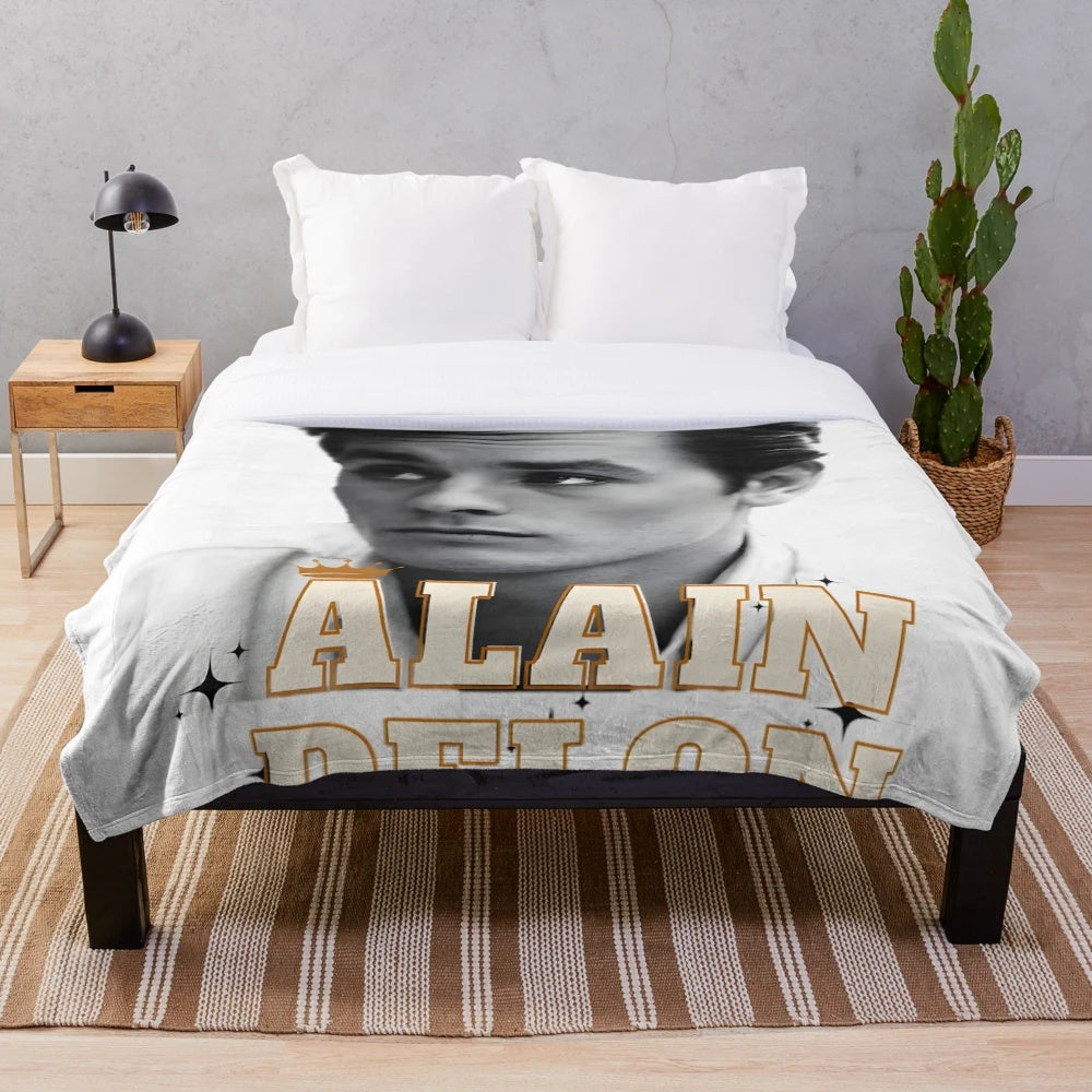 Alain Delon pop art plush blanket featuring the iconic French actor