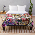 Vintage-style Alice in Wonderland plush blanket with mixed media design