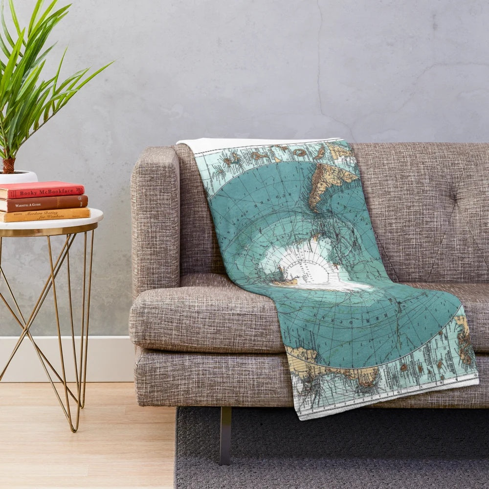 Vintage Antarctica map print on a cozy plush blanket