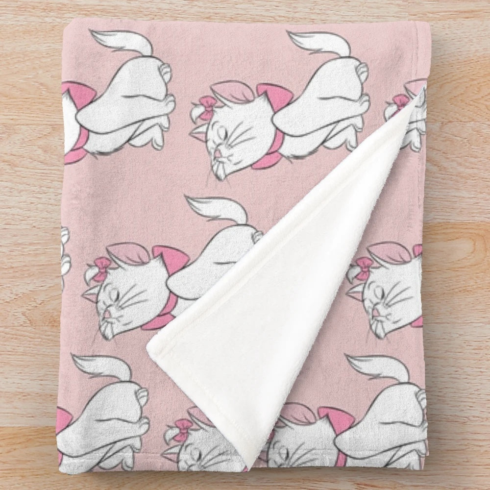 Soft and cozy plush blanket featuring the character Marie from the classic Disney cartoon Aristocats