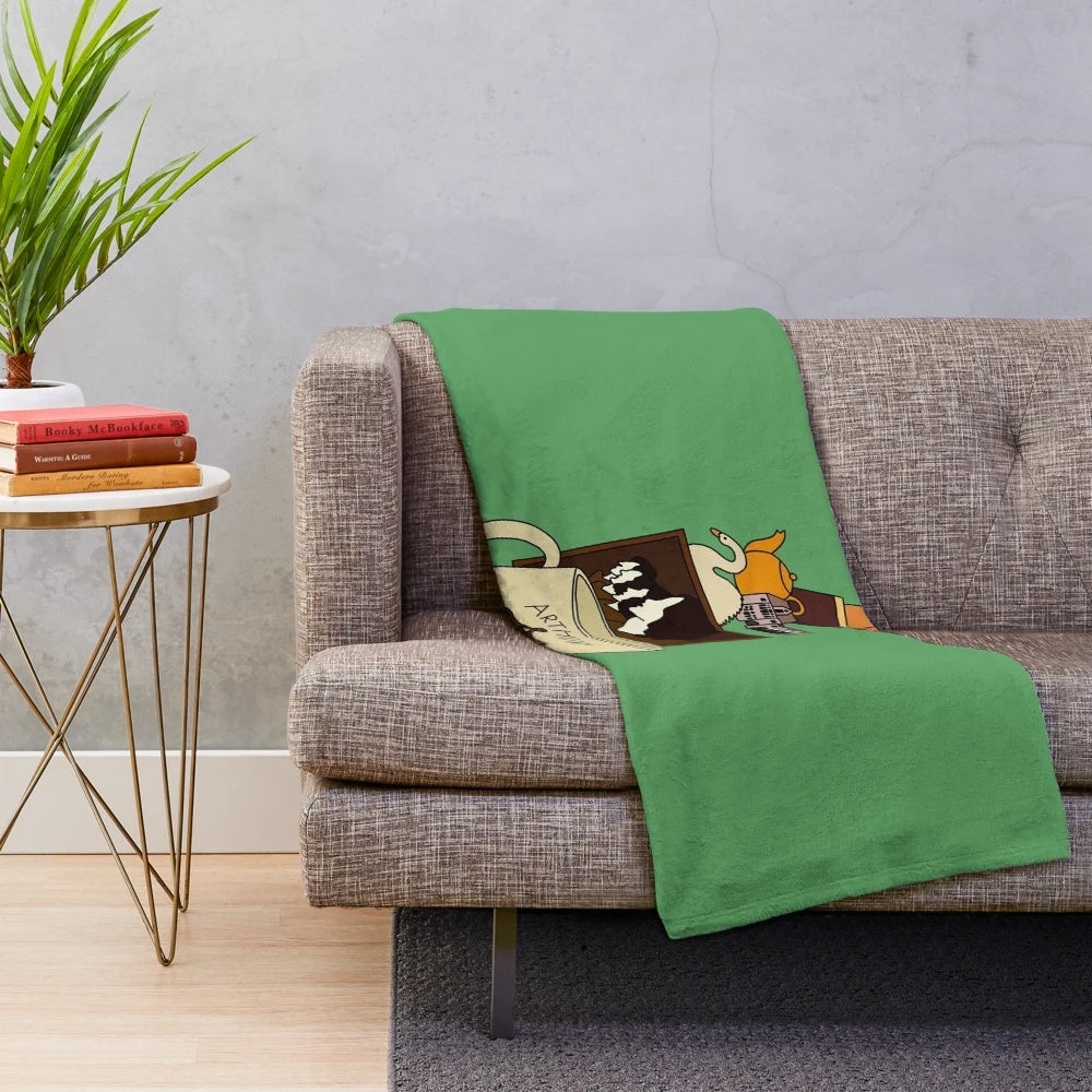 Vintage-style plush blanket featuring the album cover art of "Arthur" by the classic British rock band, The Kinks