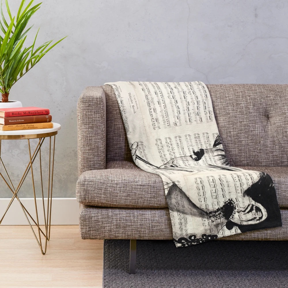Vintage plush blanket featuring a portrait of iconic actress Audrey Hepburn