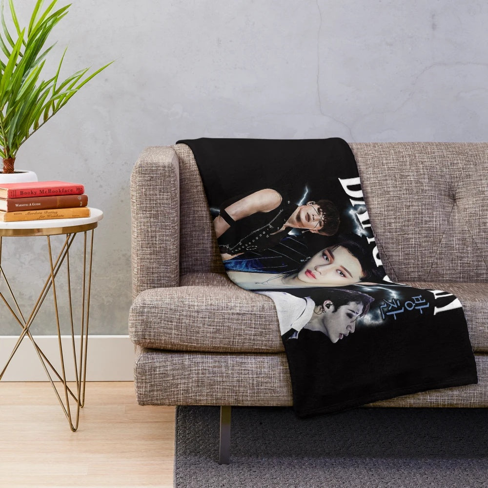 Bang Chan Plush Blanket with Vintage 90s Retro T-Shirt Graphic