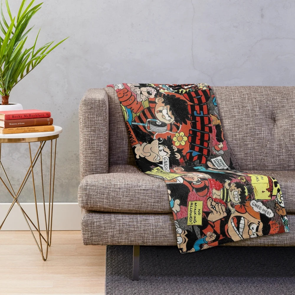 Vintage-inspired Beano 2 plush blanket featuring classic comic characters