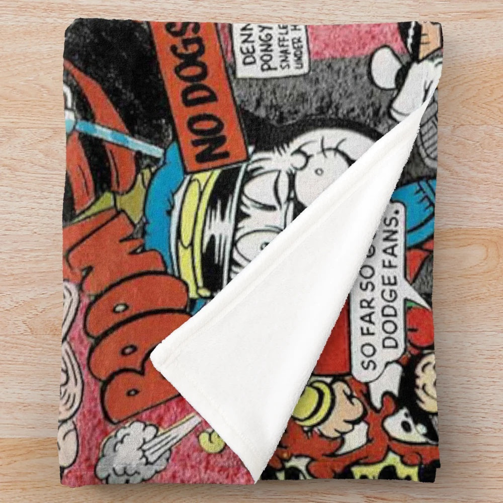Vintage-inspired Beano 2 plush blanket featuring classic comic characters