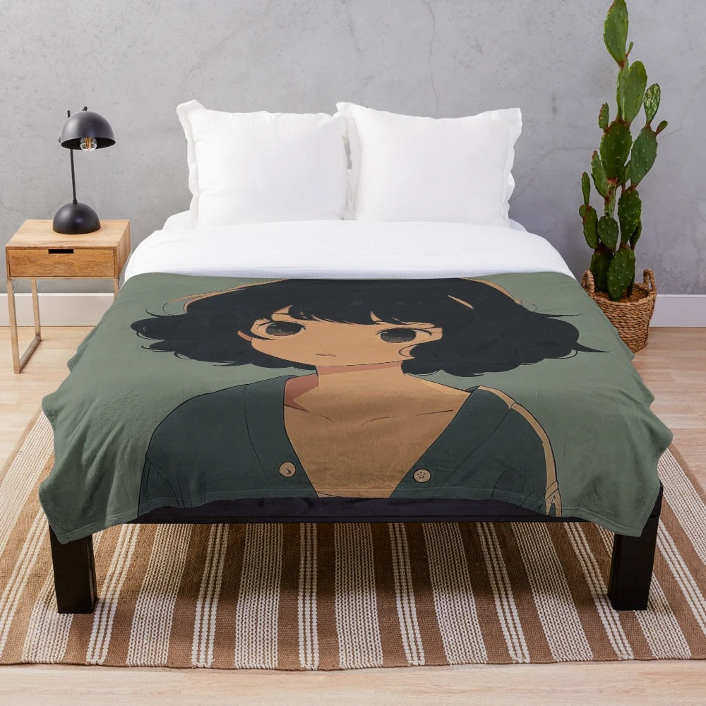 Bebe Daniels plush blanket with anime-style design inspired by the classic Hollywood actress