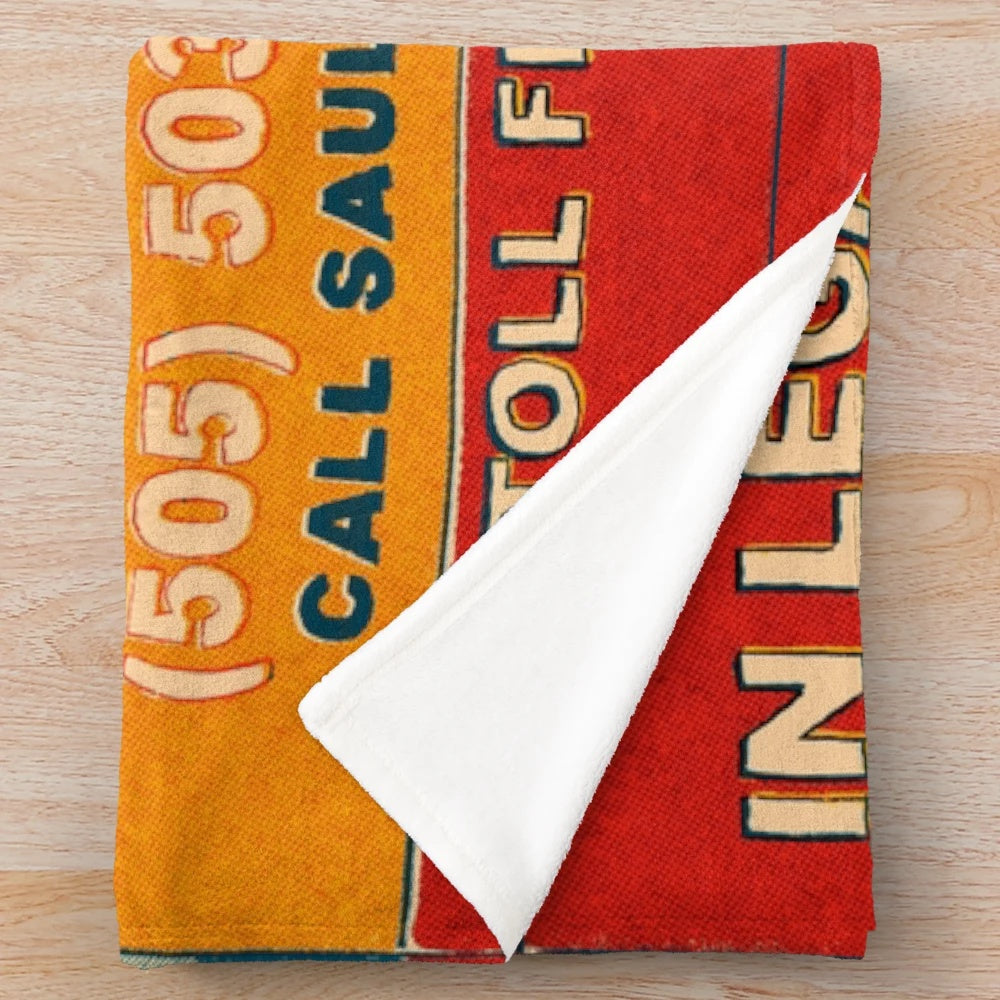 Vintage-inspired Better Call Saul plush blanket featuring Saul Goodman, Jimmy McGill, and the Breaking Bad universe