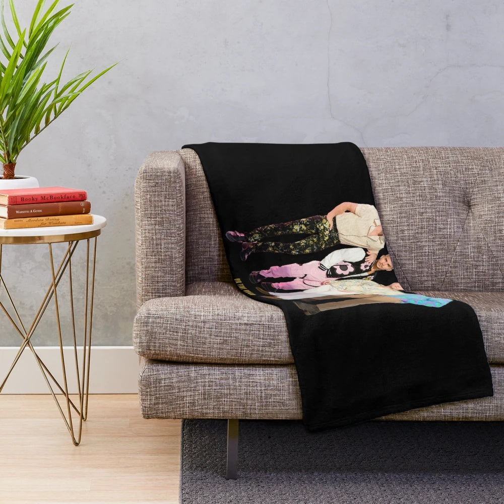 Vintage-inspired Big Time Rush plush blanket with retro 90s band graphics