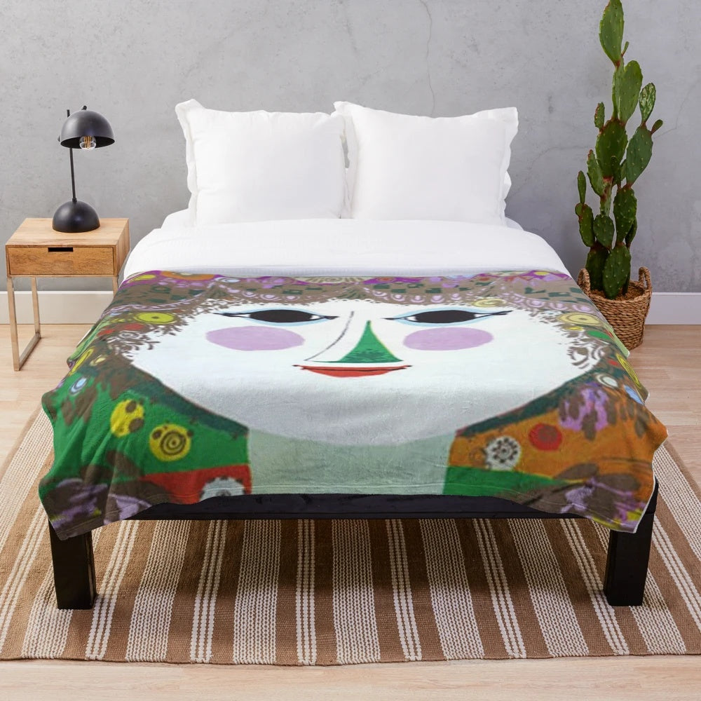 Plush blanket featuring vintage Bjørn Wiinblad floral design from 1973 exhibition
