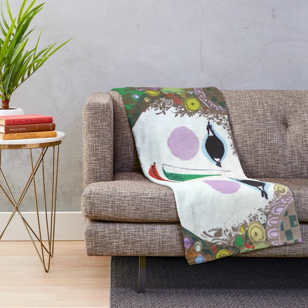 Plush blanket featuring vintage Bjørn Wiinblad floral design from 1973 exhibition
