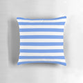 Blue and white horizontal striped decorative throw pillow