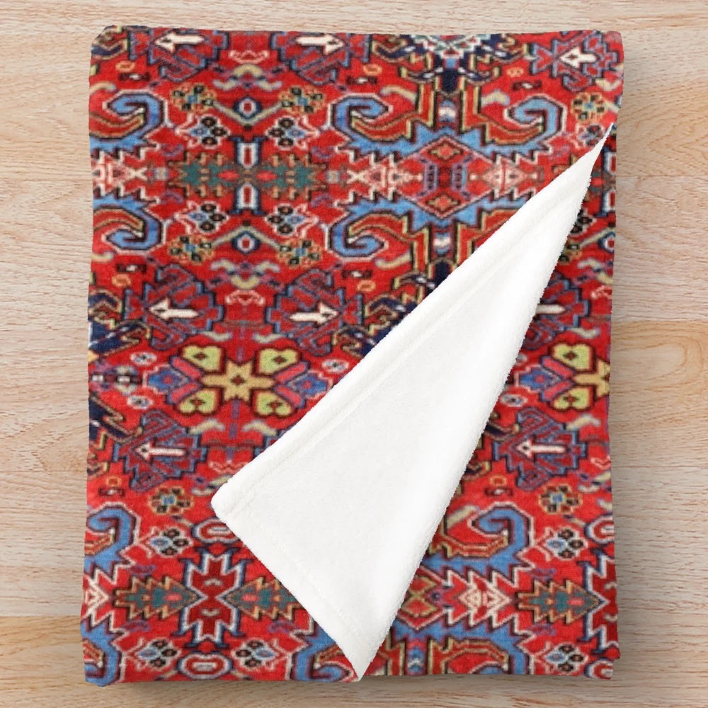 Vintage-inspired blue wings textile art plush blanket