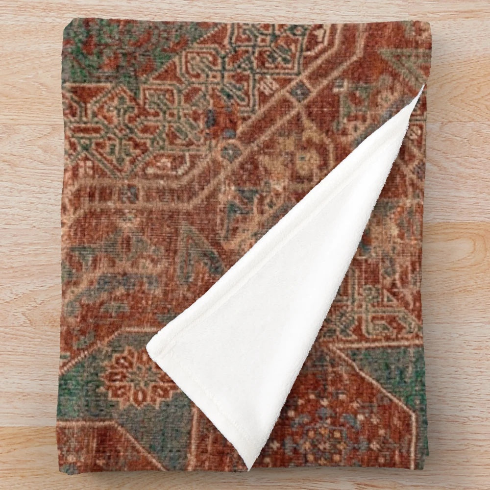 Vintage-inspired bohemian medallion pattern plush blanket
