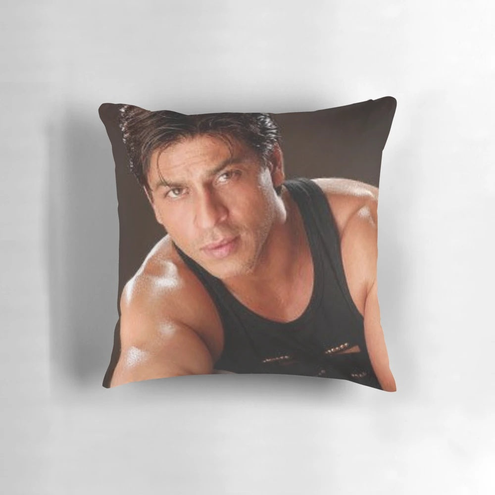 Vintage-inspired pillow featuring the iconic Bollywood actor Shahrukh Khan