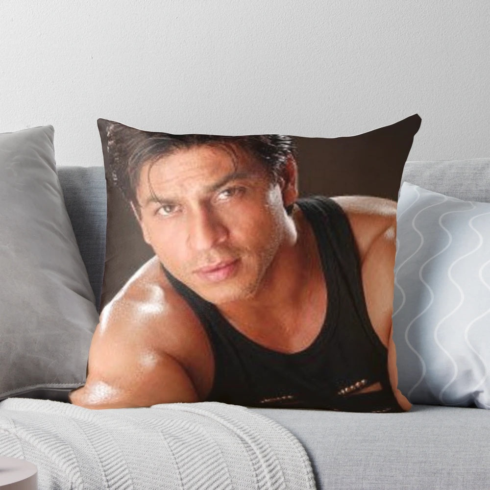 Vintage-inspired pillow featuring the iconic Bollywood actor Shahrukh Khan