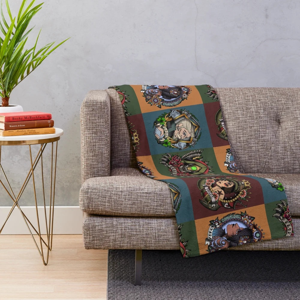 Borderlands 3 squad plush blanket in tattoo-inspired style