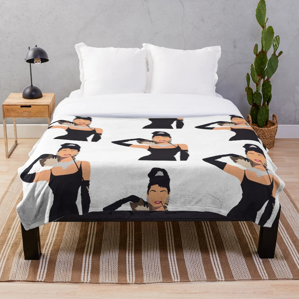 Plush blanket featuring Breakfast at Tiffany's movie scenes and Audrey Hepburn