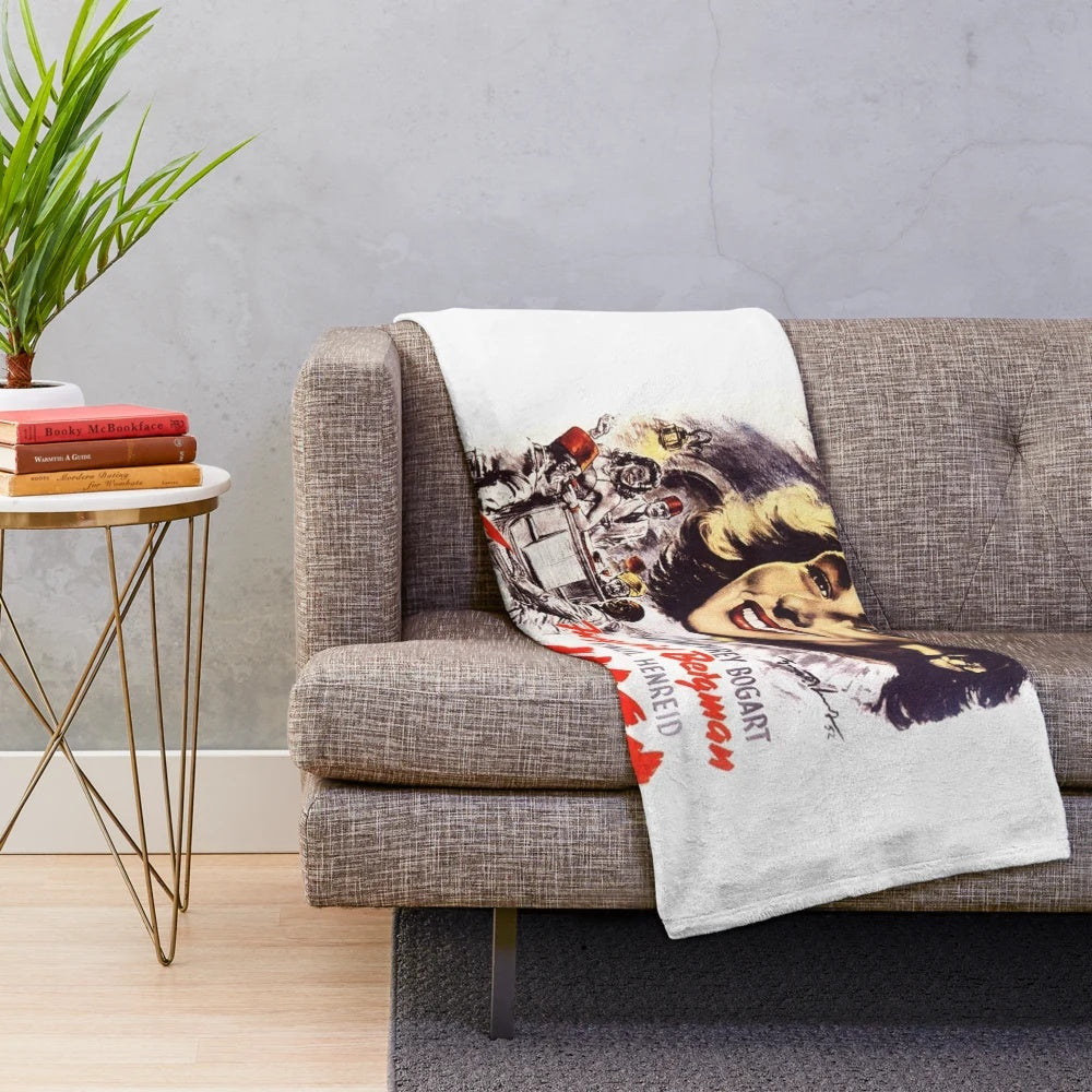 Casablanca (1942) movie-inspired plush blanket with classic black and white film graphics