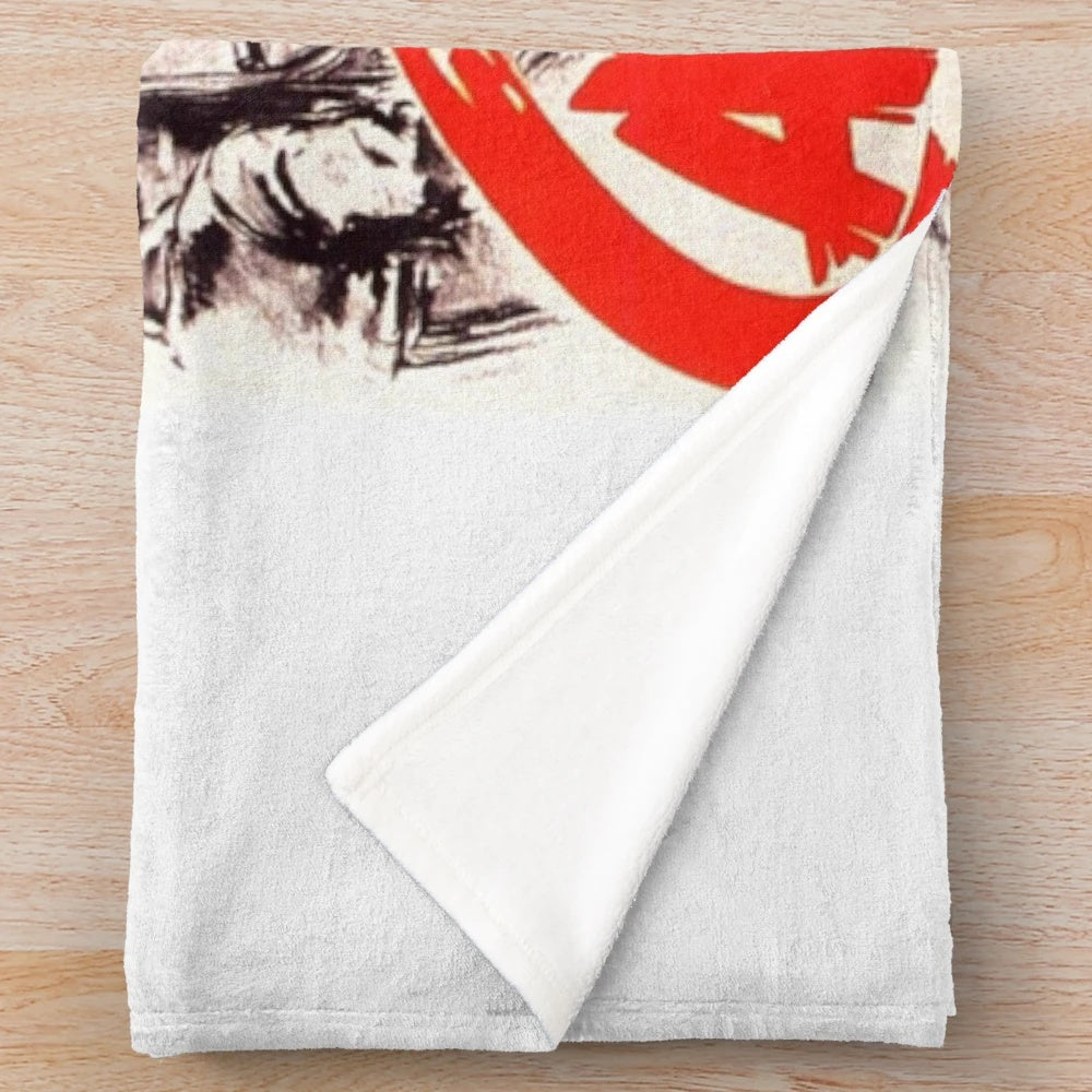 Casablanca (1942) movie-inspired plush blanket with classic black and white film graphics