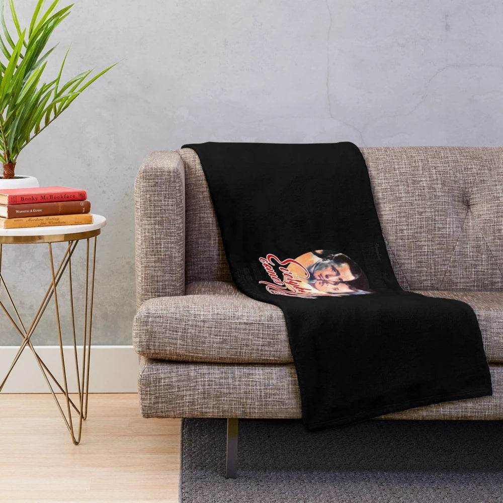 Casablanca movie-themed plush blanket with classic black and white film imagery