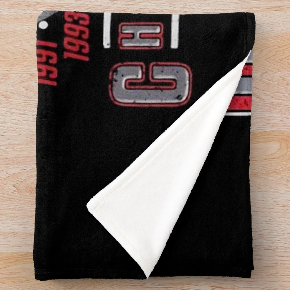 Vintage inspired Chicago basketball plush blanket with players and championship imagery