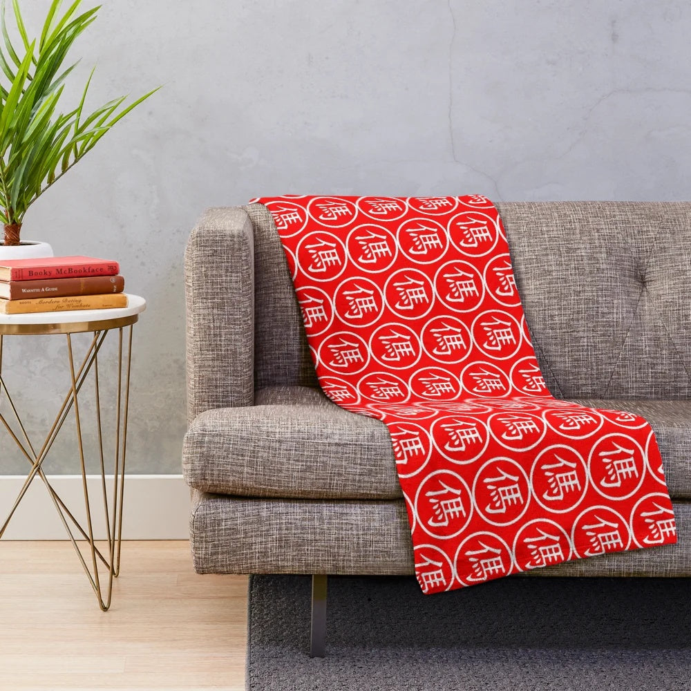 Plush blanket with Chinese chess-inspired design