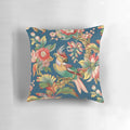 Antique French-style chinoiserie pillow with blue and white bird motifs