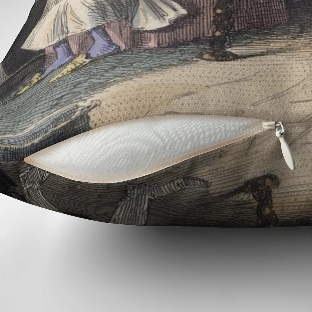 A cozy Christmas carol-themed pillow featuring the ghost of Jacob Marley
