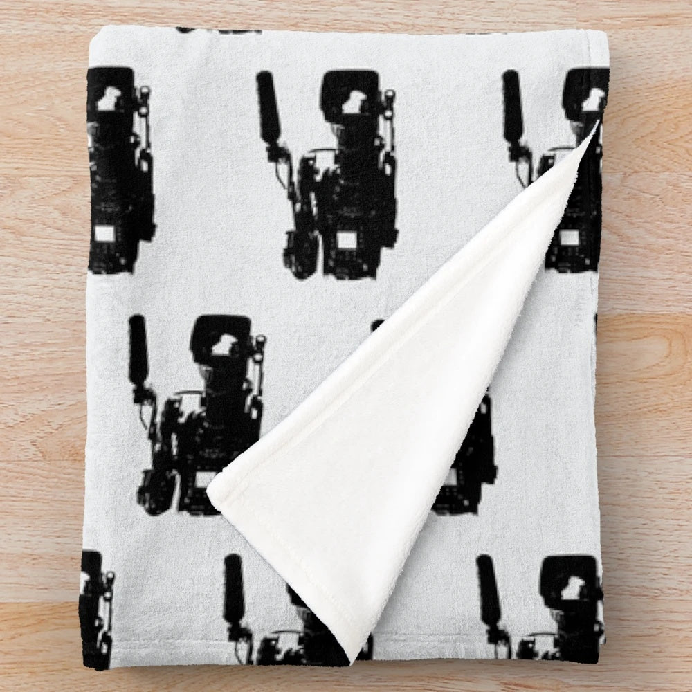 Vintage-inspired cinema camera plush blanket