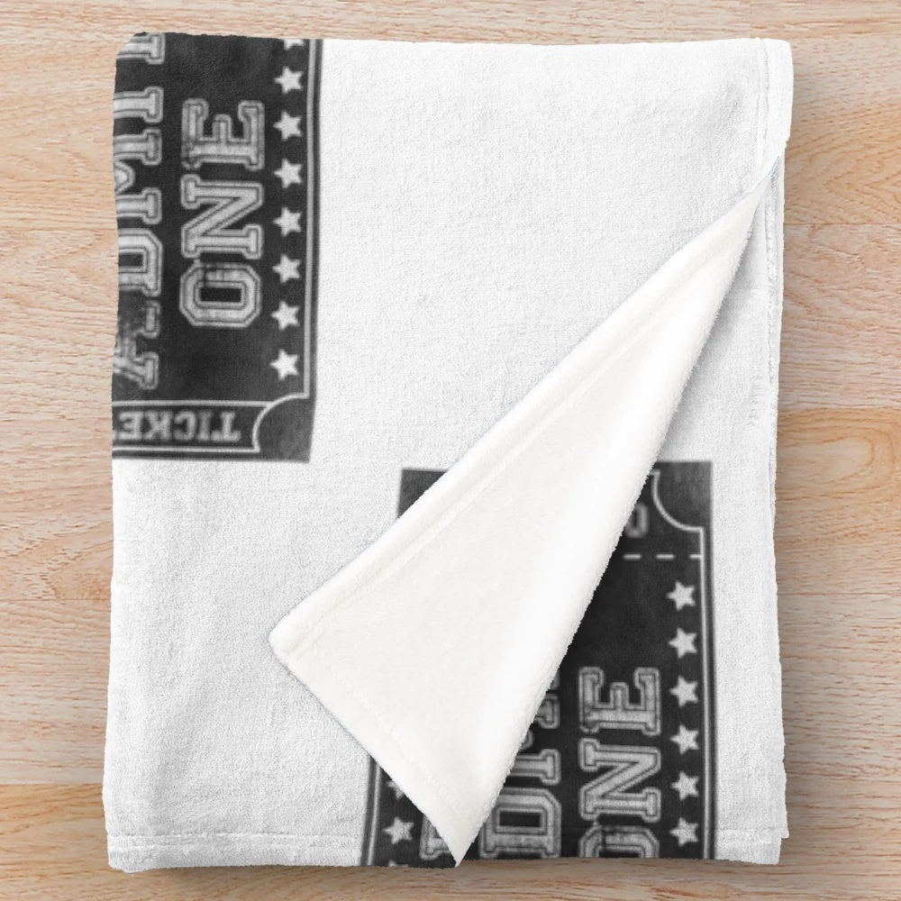 Vintage cinema ticket-themed plush blanket for movie lovers