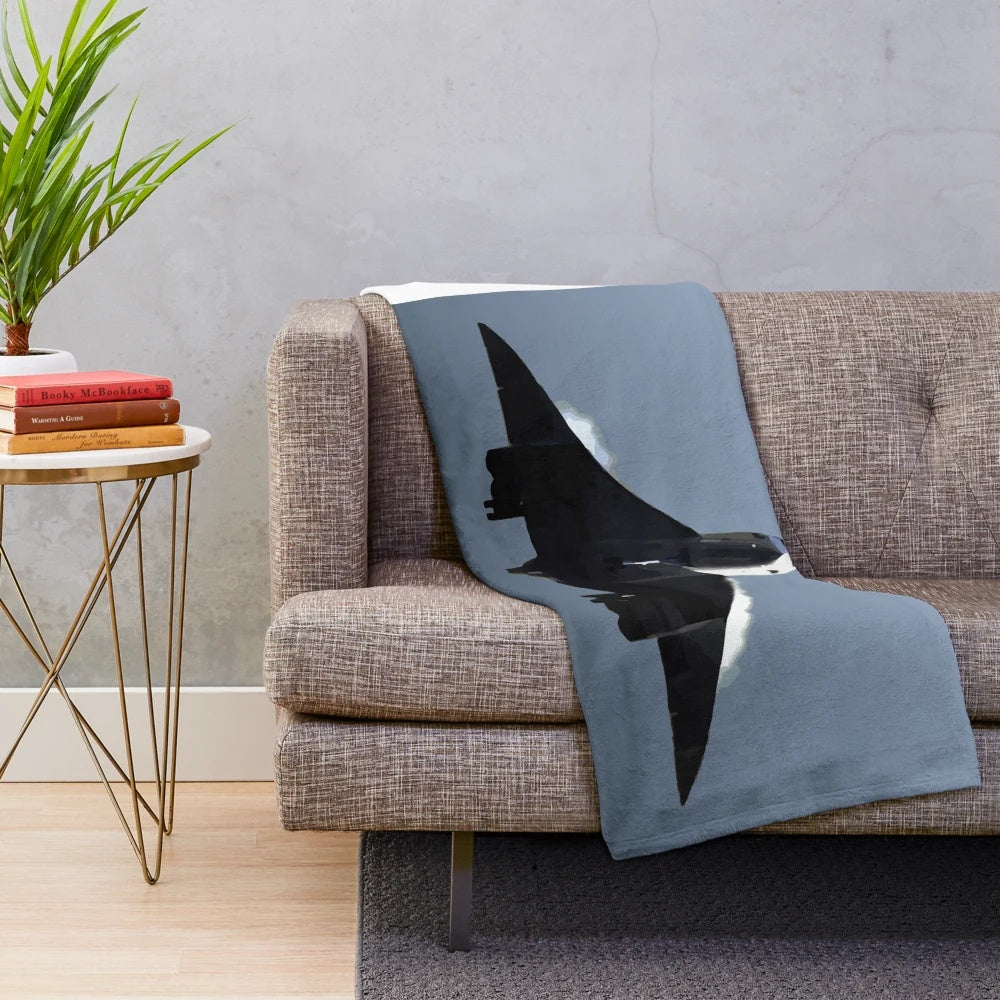 Vintage-Inspired Concorde Plush Blanket with Take Off Artwork