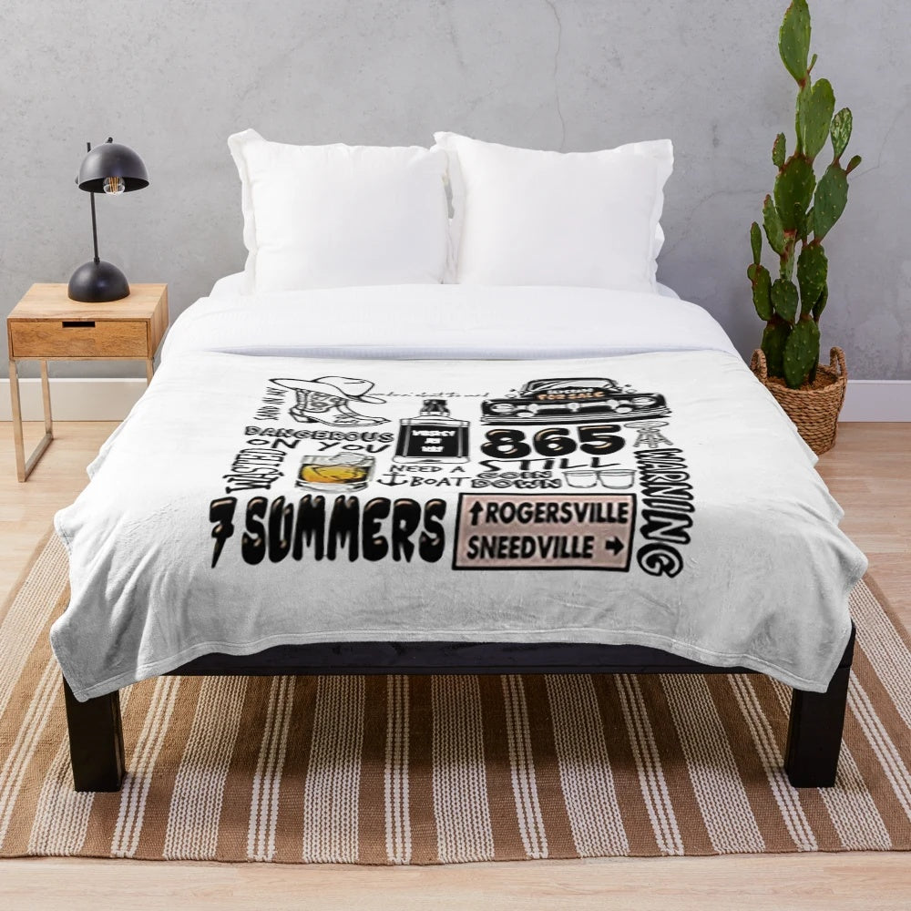 Vintage-inspired country music collage plush blanket