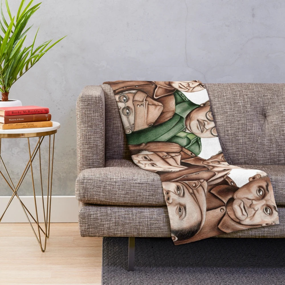 Cozy plush blanket featuring characters from the classic British TV show Dad's Army