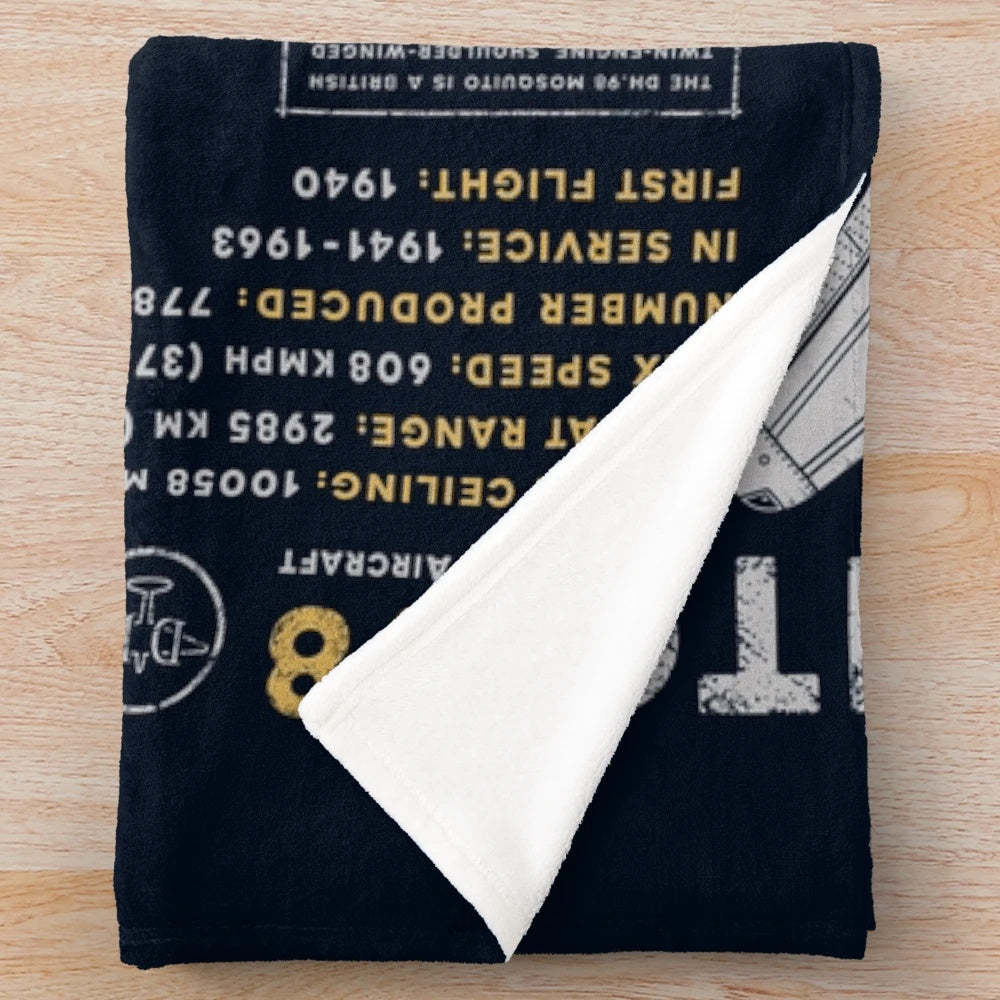 Soft plush blanket featuring the iconic de Havilland Mosquito aircraft from WWII