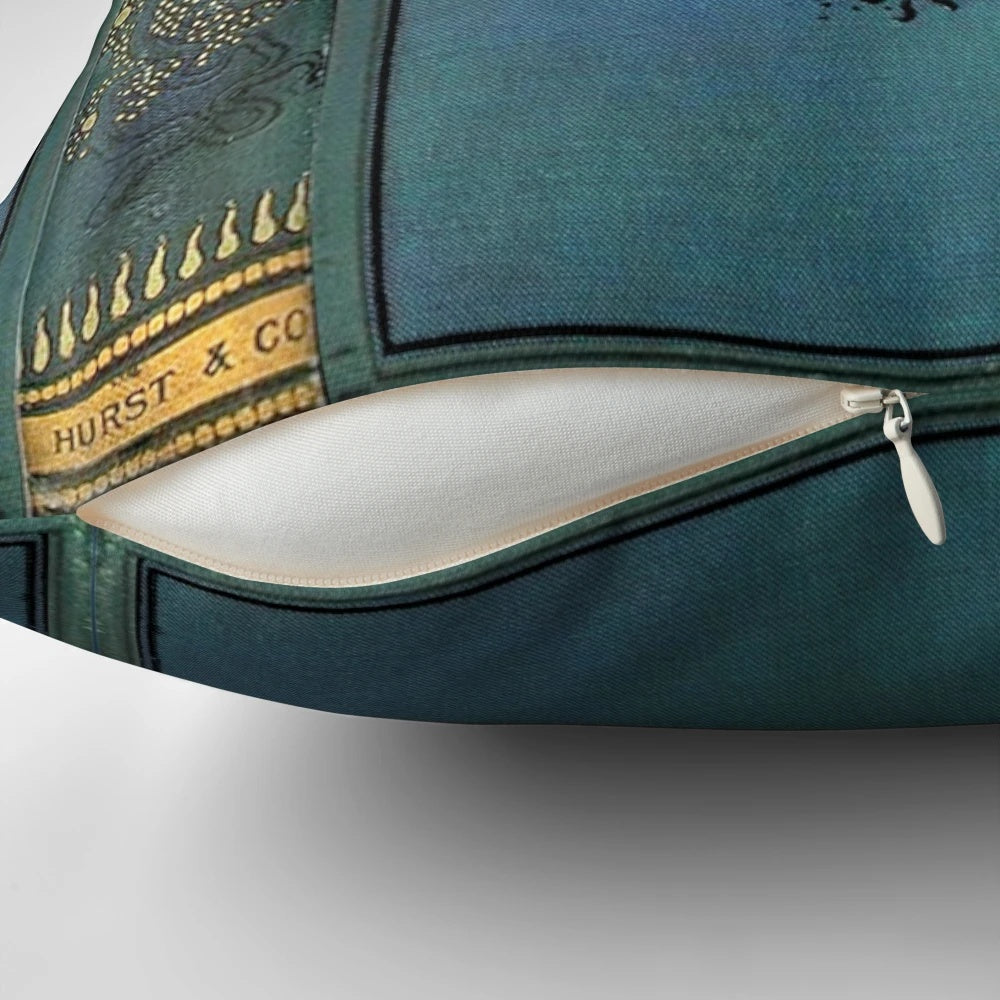 Decorative pillow featuring a vintage-style cover design inspired by the works of Edgar Allan Poe