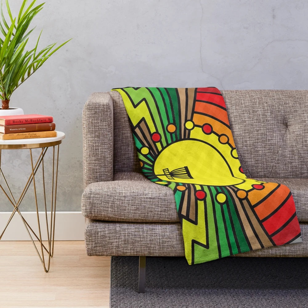 Disc golf sunset-themed plush blanket