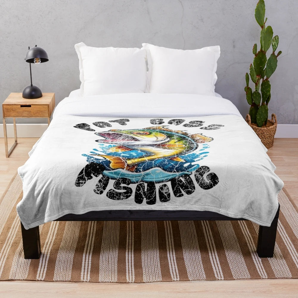 Distressed bass fishing plush blanket