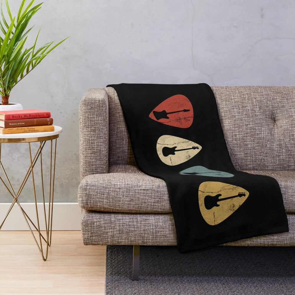 Distressed bass guitar silhouette plush blanket