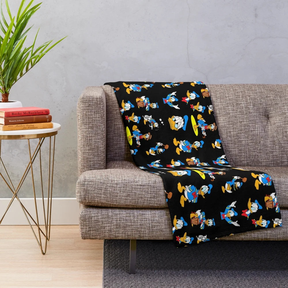 Vintage-style collage design featuring beloved Disney character Donald Duck on a high-quality plush blanket