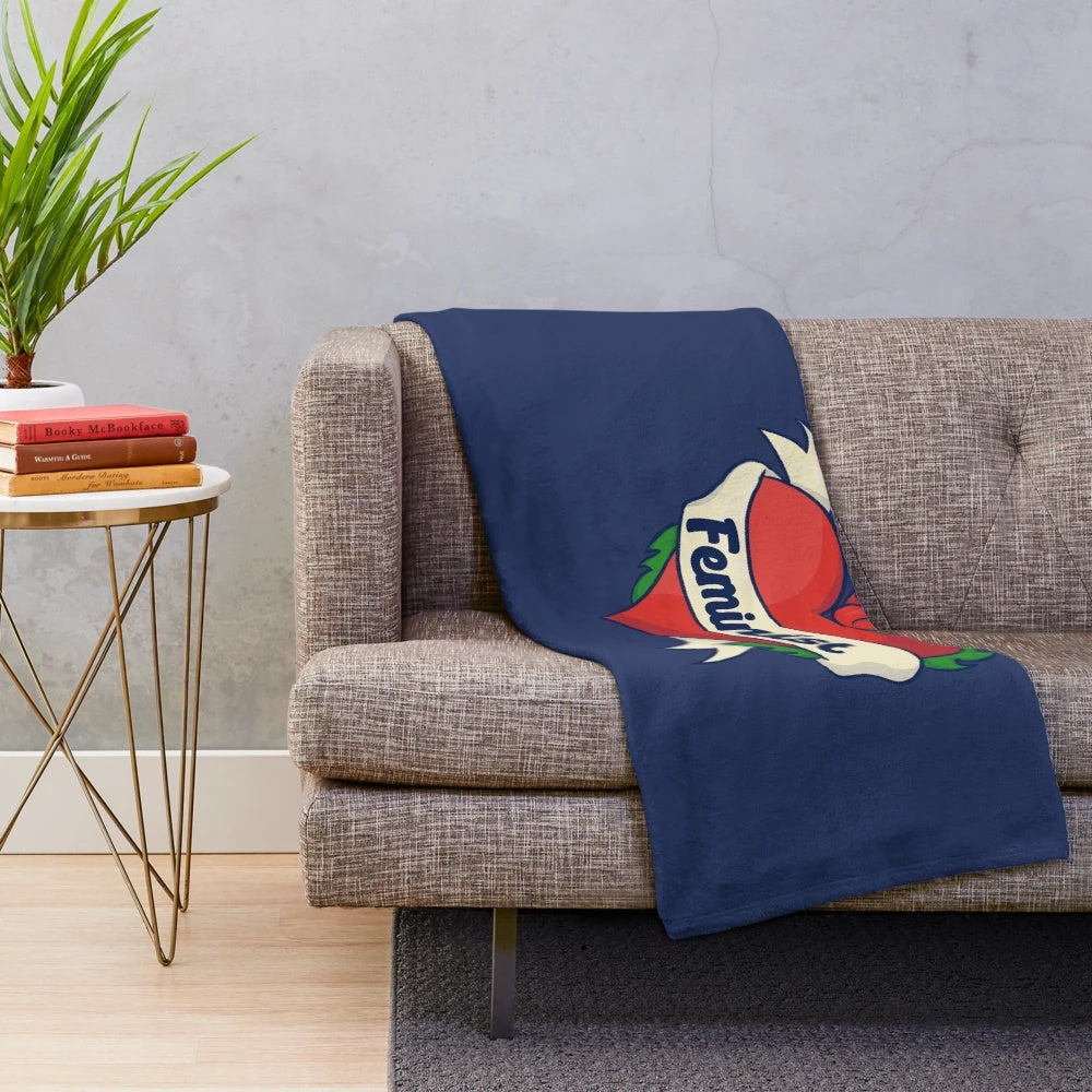 Vintage-inspired feminist heart plush blanket
