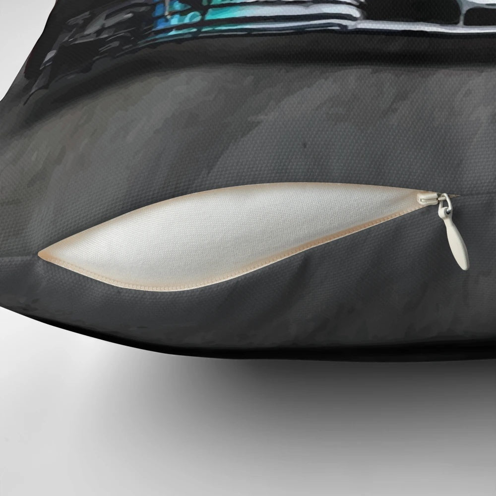 Illustrated pillow design featuring a Formula 1 car with the number 44