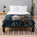 Vintage-inspired Frankenstein plush blanket with a colorful, fantasy design