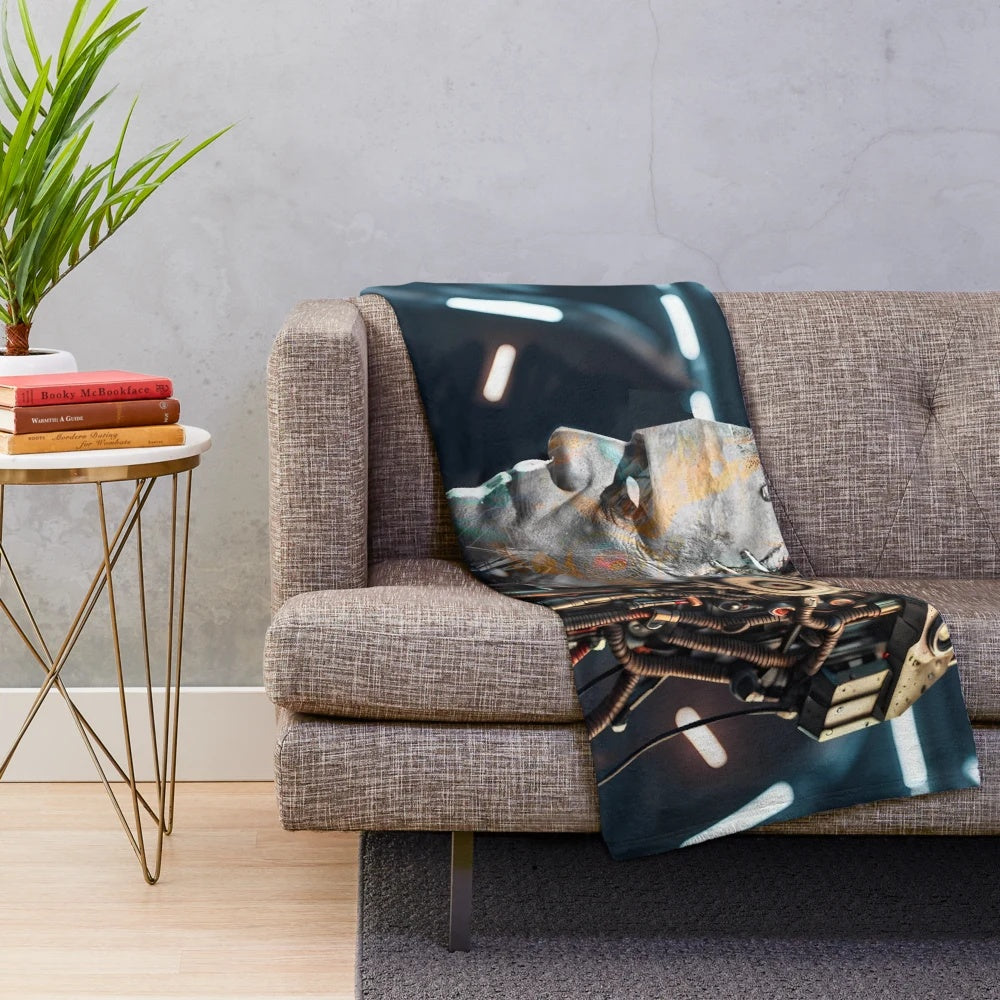 Vintage-inspired Frankenstein plush blanket with a colorful, fantasy design