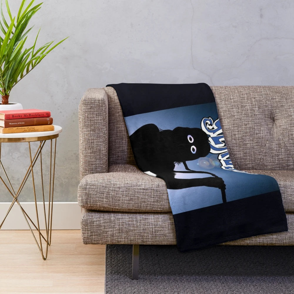 Vintage-style Genesis plush blanket featuring Peter Gabriel