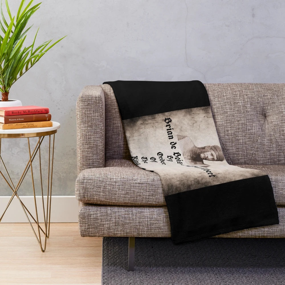 Vintage-inspired plush blanket featuring George Sanders as Brian de Bois Guilbert from the classic film Ivanhoe