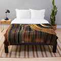 Vintage-inspired harp plush blanket for music lovers and harpists
