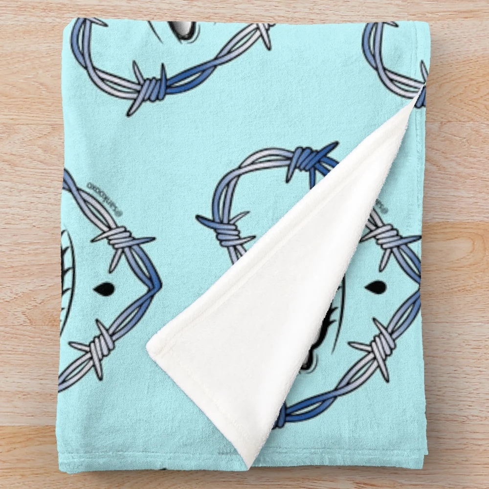Vintage-inspired heart-shaped plush blanket with nature and abstract design